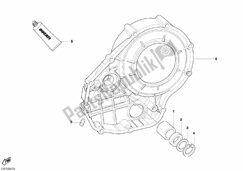Alle onderdelen voor de Koppelingsdeksel van de Ducati Superbike 999 USA 2005